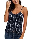 ELFIN Damen Spaghetti Top Sommer Tanktop Bluse Ärmellose Falten Basic Shirt Sommer Strand Bluse...