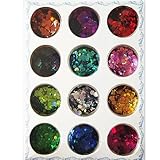 Yatrosynth Glitzerpuder, 12 Farben für Glitter-Make-up, für Nägel, Festival-Glitzer