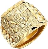 Modischer Ring, breites Gesicht, goldfarben, Adlerring mit Relief, matt, für Herren, verstellbare...