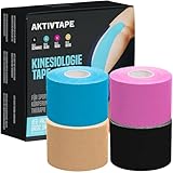 Kinesiotapes – 4 Rollen (5m x 5cm) – Kinesiologie Tape für Knie, Schulter & Handgelenk –...