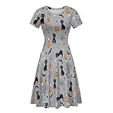 Amzbeauty Schwarzes Halloween-Kleid mit Spinnennetz-Druck, für Damen, Übergröße, elegant,...