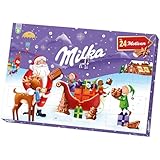 Milka Adventskalender mit gefüllten Schokofiguren aus Alpenmilch-Schokolade & Milchcrème – 24...