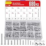 YOOPIN 680 Stück Schraube Muttern Set, M3/M4/M5 Linsenkopf Kreuzschlitz Schrauben Set,...