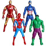 Superhelden Figure 18 cm, 4 Stück Superhelden Figuren, Spider, Hulk, Iron Man und Captain America...