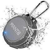 MANTO Bluetooth Lautsprecher IPX5 Wasserdicht, Tragbarer Mini Duschlautsprecher, 12 Std. Akku,...
