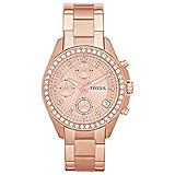 Fossil Uhr für Damen Decker, QuarzChronographenwerk, 38mm Rose Gold Edelstahlgehäuse mit...