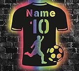 WALUNA® Fussballer mit Name, LED Geschenke für Fußball-er Jungen Deko - Nachtlicht Gaming USB...