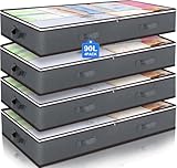 Budding Joy 4 Stück 90L Unterbettkommode, Aufbewahrungsbox mit Deckel Faltbare Unterbett...