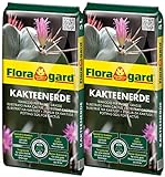 Floragard Kakteenerde 2x5L - für alle Kakteen und sukkulenten Pflanzen - schonend aufgedüngt - mit...