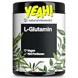 natural elements L-Glutamin Pulver – 500g – reines L-Glutamin – geschmacksneutral – vegan,...