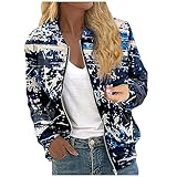 Damen-Sportjacke, Jacke mit Reißverschluss, gestreift, Grafik-Mantel, Langarm, Rundhalsausschnitt,...