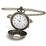 Vicloon Taschenuhr Vintage Bronze für Herren - Antike Uhr Mit Kette, Ziffern - Geschenk für...