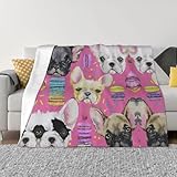 OTTKGGA Ultraweiche Micro-Fleece-Decke mit Tiermotiv, französische Bulldogge, Flanelldecke,...
