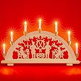 Sikora LB33-7 klassicher Holz Schwibbogen beleuchteter Lichterbogen mit 7 Kerzen Deko Weihnachten...