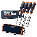 Presch Stechbeitel Set Holz 4tlg inkl. Tasche - Scharfes Stecheisen Set (6,12,18,24mm) - Profi...