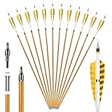 SERfawnCH 12 Carbonpfeile mit Naturfedern 31 Zoll für Bogenschießen Erwachsene Recurvebogen und...