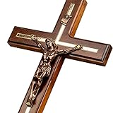 Woodvio - Handgefertigtes hölzernes Wandkreuz, traditionelles katholisches Kruzifix
