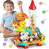 burgkidz Murmelbahn Bauklötze, Motorisierter Aufzug Kugelbahnen mit Niedlichem Tier...