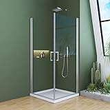 WOWINNE Duschkabine 75x80 Eckeinstieg, Duschabtrennung glas pendeltür aus 5mm Sicherheitsglas mit...