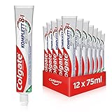 Colgate Zahnpasta Komplett Ultra Weiß, 12er Pack (12 x 75 ml) - Zahncreme für natürlich weiße...