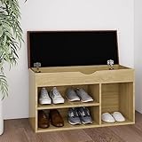 CINDERFUL Schuhbank mit Kissen Sonoma-Eiche 80x30x47 cm Holzwerkstoff,