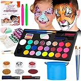 Kinderschminke Set,20 Farben Wasserbasis,Schnell Trocknende,Ungiftige Kinderschminke,Haarkreiden...