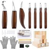 HOMCA Holz Schnitzwerkzeug Set, 23 in 1 Schnitzset mit 7 Schnitzmesser für Kinder&Erwachsene,...