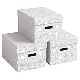 VON Leitz 3er Set Aufbewahrungsbox mit Deckel, 15 L, Medium, 100 % Recyclingkarton, Geometrisches...