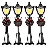 4 Stück Miniatur Straßenlaterne, Mini Warmweiße LED, Mini Straßenlaternen Modelle,...