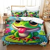 MMDASBVPE 3 Teilig Frosch Bettwäsche-Sets 3D Bettwäsche Bettbezug Set Mit Kissenbezug Mit...