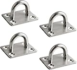 Mooche 4 Stück 304 Edelstahl Deckenhaken, 4.5cm Heavy Duty U Form Klammerring Augplatten Mastplatte...