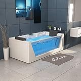 Tronitechnik® Whirlpool Badewanne Mykonos 180cm x 88cm mit Heizung, Wasserfall, Hydromassage und...