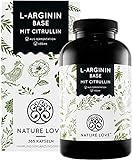 NATURE LOVE® L-Arginin Base mit Citrullin - Hochwertiges pflanzliches Arginin in BASE Form mit...