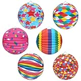 Laterne mit Bunten Motiven, Papier Lampion 6 Stück Ø 24cm, Papierlaterne für Sankt Martin und...