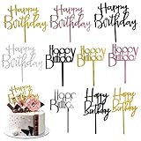 10 Stück Happy Birthday Tortendeko Set, Cake Topper Geburtstag, Acryl Tortendeko,...