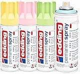 Permanent Spray edding 5200 Pastell-Set 4x200ml, Grün, Blau, Rosa, Gelb - Acryllack - Lackieren &...