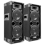 MAX MAX26 PA Lautsprecher passiv, DJ Boxen, 1200 Watt Peak, Partyboxen Set mit Griffe, 2 x 6 Zoll...