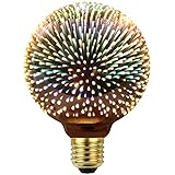 TIANFAN klassische Edison 3D-Glühbirne mit Feuerwerk-Optik, LED-Lichtquelle, AC85-240 V, E27,...