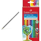 Faber-Castell GRIP 2001 Bleistift HB 12 Stück & 112412 - Buntstifte Colour Grip, 12er Kartonetui