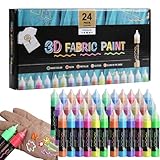 Generisch Stoffmalfarben Set - Wasserfeste Bastelfarbe | 30Ml Bastelbedarf Wasserdicht 24 Farben...