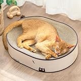 Conlun Katzen-Kratzbrett, Ovales Kratzpappe für Katzen, 2-in-1 Design aus Naturkarton,...