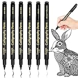 Joy & Inspiration Kalligraphie Stifte 6 Stück Handlettering Set Hand Lettering Pens Schwarz (4...