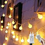 120 LED Lichterkette Kugel, 15M 8 Modi und Memory Funktion,lichterketten außen/Innen mit Stecker,...