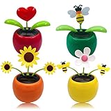 Chingde Wackelfigur Blume, 4 Stück Solar Tanzende Blume Solarblume Wackelfigur Wackelblume Solar...