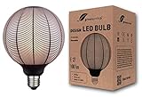 greenandco Vintage Design LED Lampe schwarz gemustert | Blattmotiv | dimmbar | E27 G125 | 4W 100lm |...