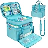 Jamiukro Nähzubehör Organizer Tasche mit Schultergurt – Doppellagige Näh-Aufbewahrung mit 2...