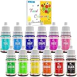 Lebensmittelfarbe 12 Farben x 10ml - Flüssige Lebensmittel Farben zum Kuchen Backen, Kekse,...