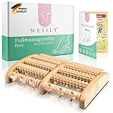 NESILY® Premium Fußmassageroller Holz inkl. deutscher Anleitung - Massagegerät für Zuhause oder...