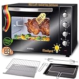 Minibackofen 60 Liter 2000 Watt Minibackofen mit Umluft, Mini Backofen mit Luft-isoliertem Gehäuse,...