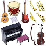 12 Stück Puppenhaus Miniatur Musikinstrumente, 1:12 Wichtel Zubehör Weihnachten, Mini Deko,...